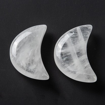 Perles de cristal de quartz naturel, cristal de roche, pas de trous / non percés, pour création de fil enroulé pendentif , lune