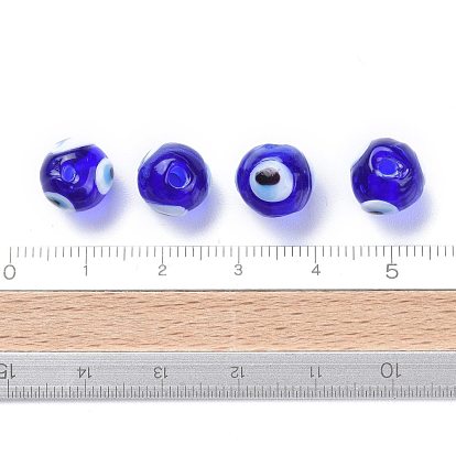 Abalorios de colores vario hechos a mano, mal de ojo, 10x10 mm, agujero: 1 mm