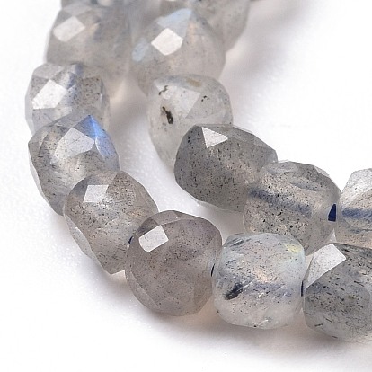 Natural Labradorite Beads Strands, Faceted, Cube