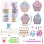 Cake Shape DIY 5D Diamond Painting Keychain, with Tray Plate, Drill Point Nails Tools, for Embroidery Arts Crafts