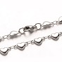 304 Stainless Steel Heart Link Bracelets, with Lobster Claw Clasps, 210mm, links: 9x4x2mm