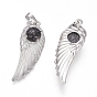 Gemstone Pendants, with Platinum Tone Brass Findings, Wing