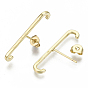Brass Stud Earrings, Minimalist Suspender Earring, with Ear Nuts, Nickel Free, Bar