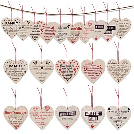 Cootonwood Pendants, with Wax Ropes, Heart, with Word