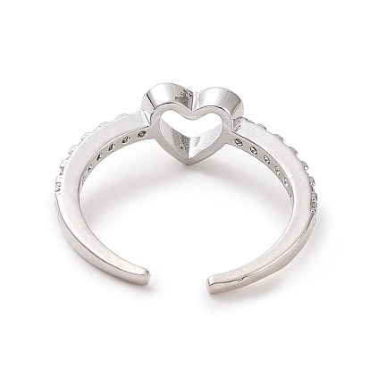 Кольцо-манжета с открытым сердцем из прозрачного кубического циркония, украшения из латуни для женщин