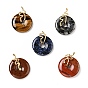 Natural Gemstone Pendants, with Ion Plating(IP) Golden Tone 304 Stainless Steel Findings, Snake with Donut/Pi Disc Charm