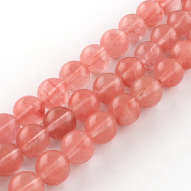 Cherry Quartz Glass Beads Strands, Round