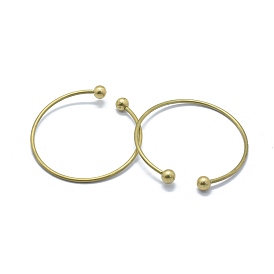 Brass Cuff Bangles Making, Torque Bangles, End with Removable Round Beads, Nickel Free