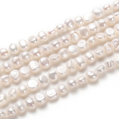 Hilos de perlas de agua dulce cultivadas naturales, dos lados pulidos, pepitas