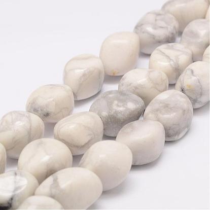 Howlite naturelle rangées de perles, pierre tombée, nuggets