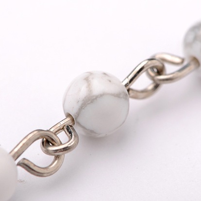 Hechos a mano de las cadenas de perlas de piedras preciosas para collares pulseras hacer, con alfiler de hierro, sin soldar, Platino, 39.3 pulgada