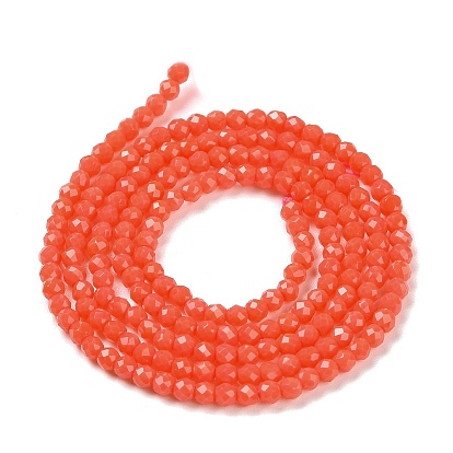 Glass Imitation Jade Beads Strands, Faceted Round