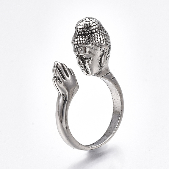 Сплав манжеты кольца пальцев, широкая полоса кольца, Будда