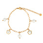 Natural Pearls and Shell Flower Charm Bracelet with Stainless Steel Paperclip Chains