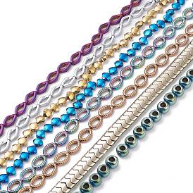 Cuisson de couleur arc-en-ciel galvanoplastie peinte brins de perles d'hématite synthétiques non magnétiques, (rétention de la couleur pendant 1 an), forme mixte