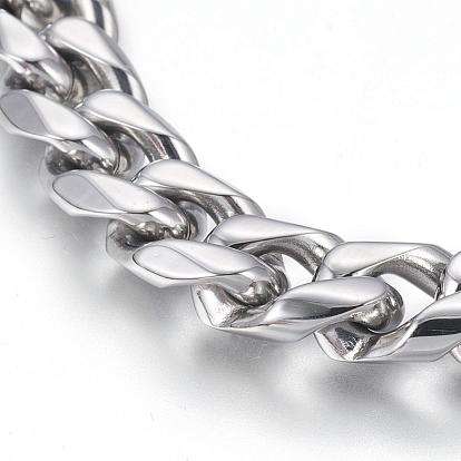 304 Stainless Steel Curb Chain Bracelets, with Bayonet Clasps