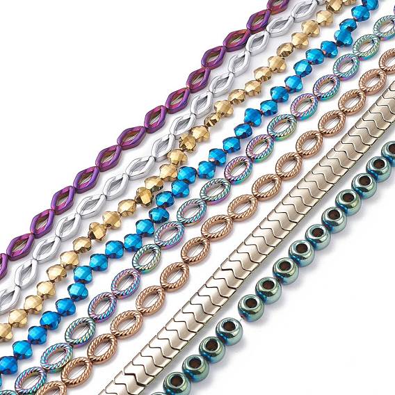 Rainbow Color Baking Painted Electroplate Non-magnetic Synthetic Hematite Beads Strands, (Color Retention for 1 Year), Mixed Shape