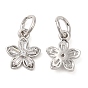 Rack Plating Brass Pave Clear Cubic Zirconia Flower Charms, with Jump Ring, Long-Lasting Plated, Lead Free & Cadmium Free