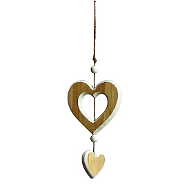 Décorations de pendentif en bois, décoration à suspendre double coeur