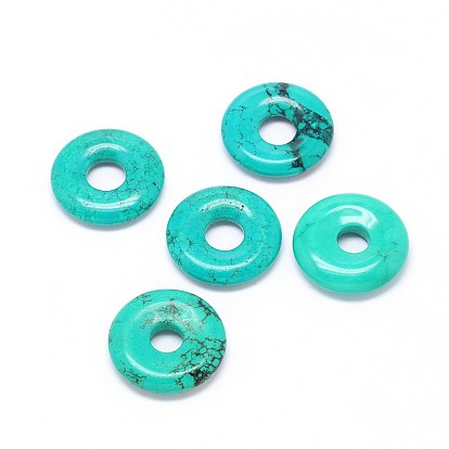 Natural Howlite Donut/Pi Disc Pendants, Dyed & Heated