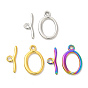 Ion Plating(IP) 304 Stainless Steel Toggle Clasps, Oval