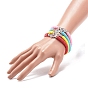 4 pcs 4 couleurs ensemble de bracelets extensibles heishi surfeur en argile polymère, Alliage hamsa main avec lampwork mauvais œil bracelets preppy pour les femmes