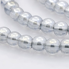 Pearl Luster Plated Glass Round Beads Strands