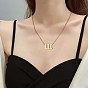 Angel Number Pendant Necklace & Open Cuff Ring, Gold Plated 304 Stainless Steel Lucky Numerology Jewelry Set for Women