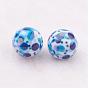 Spray Painted Resin Beads, with Pattern, Round