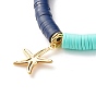 Ensemble de bracelets extensibles en perles heishi en argile polymère faits à la main, bracelet de surf, bracelets à breloques en forme d'étoile de mer et de coquillage pour femmes, or