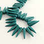 Dyed Synthetical Turquoise Bead Strands, Tusk Shape, 6~8x24~28mm, Hole: 2mm, about 62pcs/strand, 15.94 inch