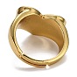 Adjustable Brass Enamel Finger Rings, Heart, Real 18K Gold Plated