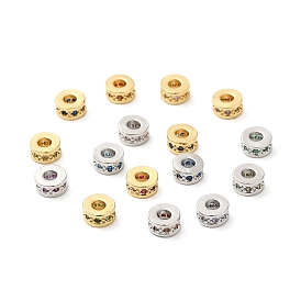 Rack Plating Brass Cubic Zirconia Beads, Long-Lasting Plated, Lead Free & Cadmium Free, Real 18K Gold Plated/Platinum, Column