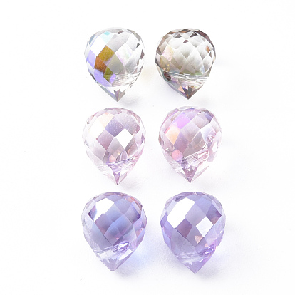 Electroplated Glass Charms, Faceted, Teardrop