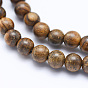 Natural African Padauk Wood Beads Strands, Undyed, Round