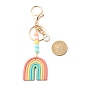 Porte-clés pendentifs en argile polymère et alliage d'émail faits à la main, avec perles acryliques et fermoir porte-clés en alliage, arc-en-ciel et visage souriant
