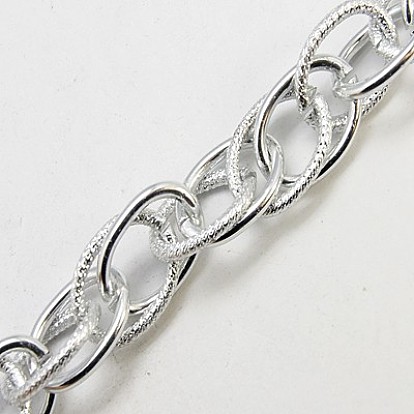 Aluminum Double Link Chains, Unwelded, Oval, 19x15x2mm