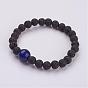 Natural Lava Rock Beaded Stretch Bracelets, with Natural Gemstone Beads