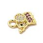 Brass Micro Pave Cubic Zirconia Charms, Cadmium Free & Lead Free, Elephant Charm, Golden
