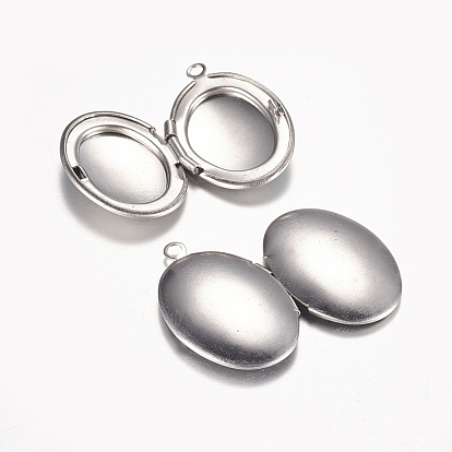 316 Stainless Steel Locket Pendants, Photo Frame Charms for Necklaces, Oval