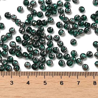 Transparent Inside Colours Glass Seed Beads, Half Plated, Round Hole, Round