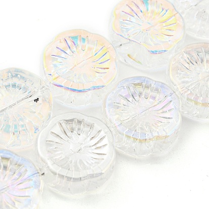 AB Color Plated Electroplate Glass Transparent Beads Strands, Flower