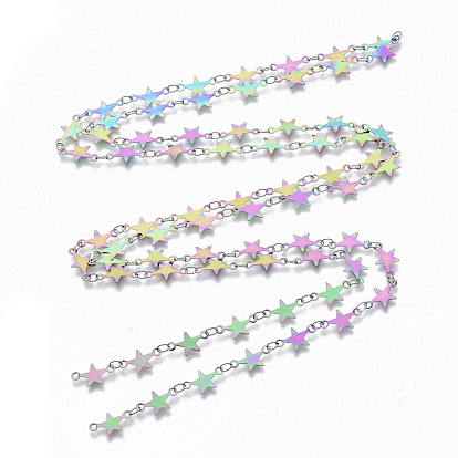 Revestimiento iónico (ip) 304 cadenas de eslabones de acero inoxidable, cadenas de lentejuelas estrella, soldada