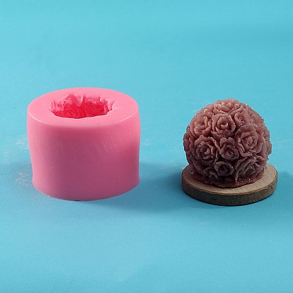 Rose Flower Ball Candle Molds, DIY Food Grade Silicone Molds, for Rose Bouquet Scented Candle Making
