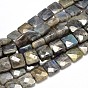 Natural Labradorite Square Bead Strands, Faceted