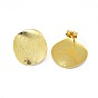 Brass Stud Earrings Findings, with Loop, Cadmium Free & Nickel Free & Lead Free, Long-Lasting Plated, Flat Round