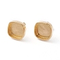 Brass Stud Earring Settings, with Ear Nuts/Earring Backs, Long-Lasting Plated, Square