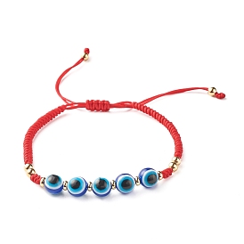 Bracelets tressés en perles de résine mauvais œil, bracelets ajustables, pour enfants ados adultes