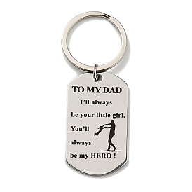 Father's Day Gift 201 Stainless Steel Oval with Word To My Dad Keychains, with Iron Key Rings