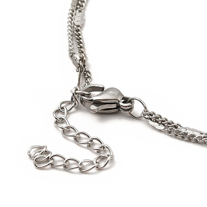 304 браслет с подвеской из нержавеющей стали, двухслойный ножной браслет для женщин с бордюрными цепями